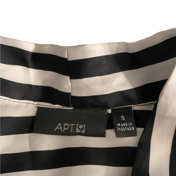 Apt 9 Silky Blouse Womens S Black White Striped Long Sleeve Deep V Formal Classy - Picture 12 of 12